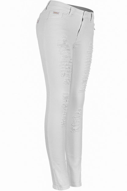 2LUV Women's Distressed Skinny 1a00 Jeans White 15