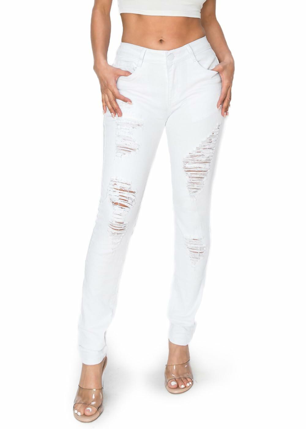 2LUV Women's Distressed Skinny 1a00 Jeans White 15