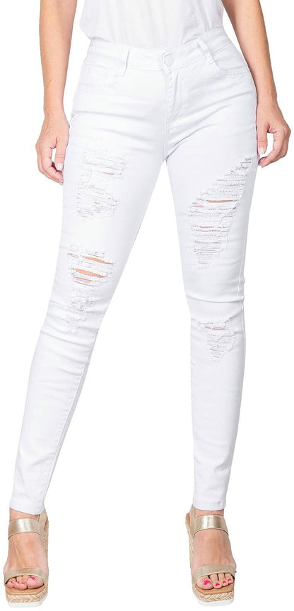 2LUV Women's Distressed Skinny 1a00 Jeans White 15