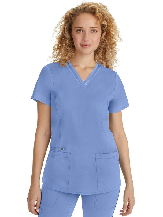 Healing Hands Scrub Top for Women with 3 Pockets and Easy Care, 2-Way Stretch Fabric Plus Size 2278, 3XL, Ceil