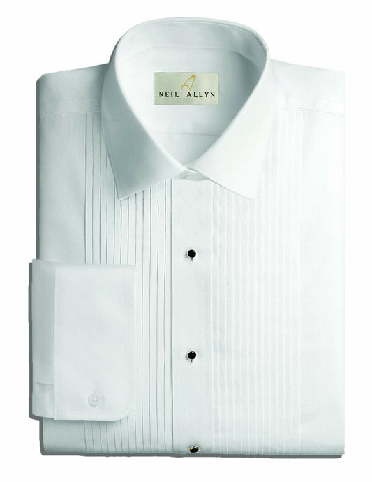 Neil Allyn Mens Tuxedo Shirt Poly/Cotton Laydown Collar 1/4 Inch Pleat (17 X 32-33) whiteWhite