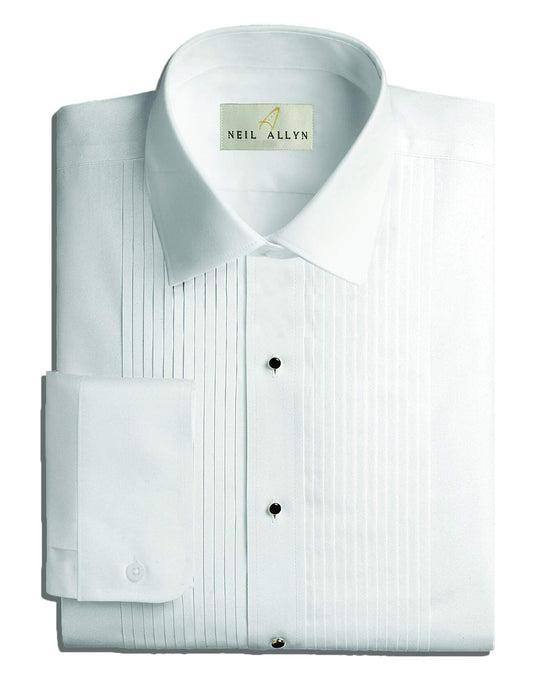 Neil Allyn Mens Tuxedo Shirt Poly/Cotton Laydown Collar 1/4 Inch Pleat (15 X 32-33)White