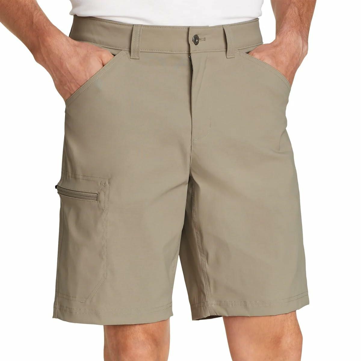 Eddie Bauer Men’s UPF 50+ Classic Fit Stretch Lightweight Tech Short (Tan, 30)