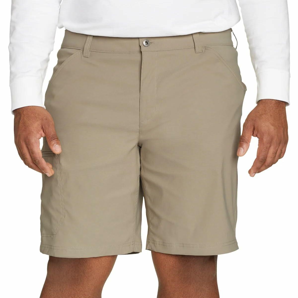 Eddie Bauer Men’s UPF 50+ Classic Fit Stretch Lightweight Tech Short (Tan, 30)