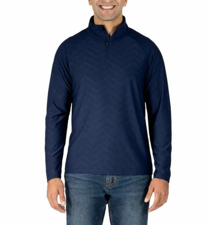 Gerry Men's Moisture Wicking Active Stretch Long Sleeve Quarter Zip Pullover (US, Alpha, XX-Large, Regular, Regular, Blue)
