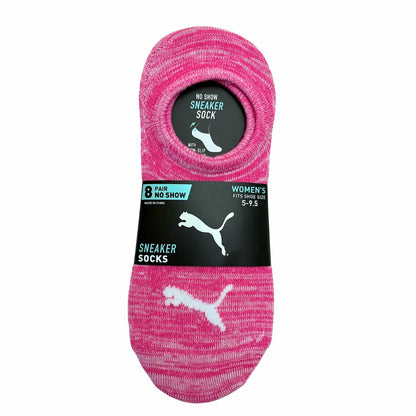 PUMA Women's Sneaker Liner Socks, 8 pair, Assorted Colors, Fits 5-9.5