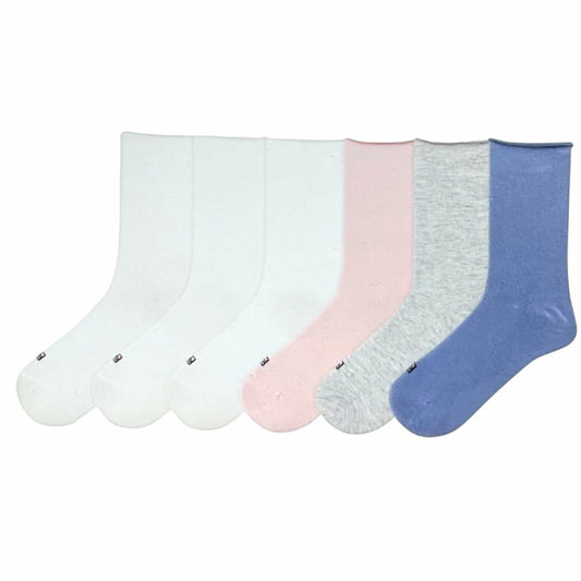 K. Bell Women's Modal Roll Top Socks, 6 pairs, Assorted Solid Colors, Fits Shoe Sizes 5.5-10