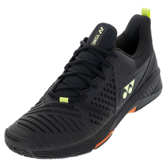 YONEX Mens Sonicage 3 Tennis Shoes, Black/Lime, 9