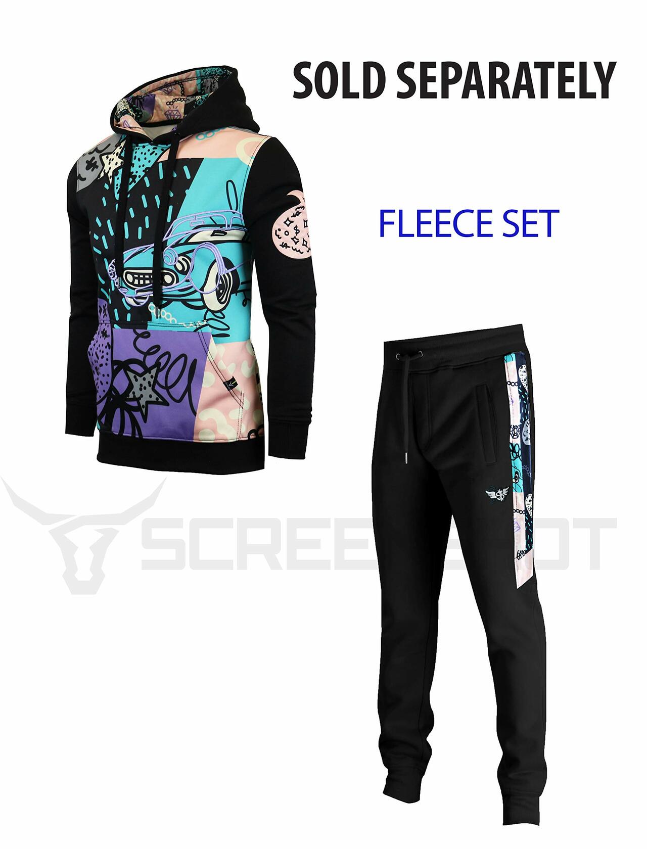 SCREENSHOT-P11060 Mens Hip Hop Premium Slim Fit Urbanwear Fleece Pants - Geometric Pattern Side Stripe Street Fashion Sweatpants-Black-Small