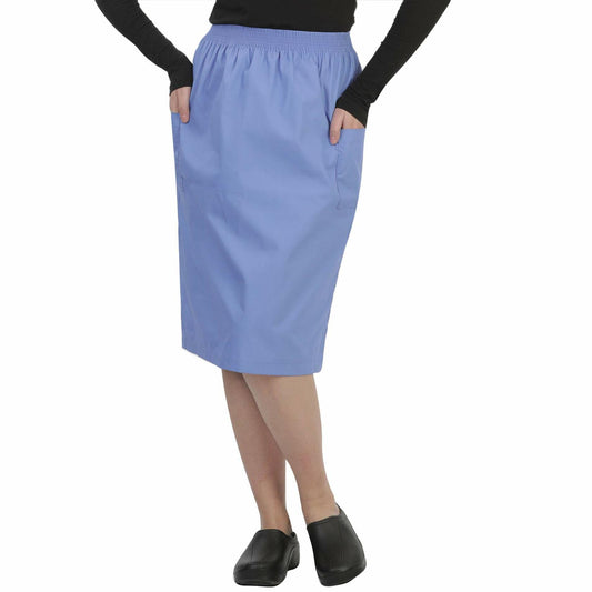 MAZEL UNIFORMS Womens A-LINE Scrub Skirt with Cargo Pockets and Elastic Waist Size X Large Ceil Blue