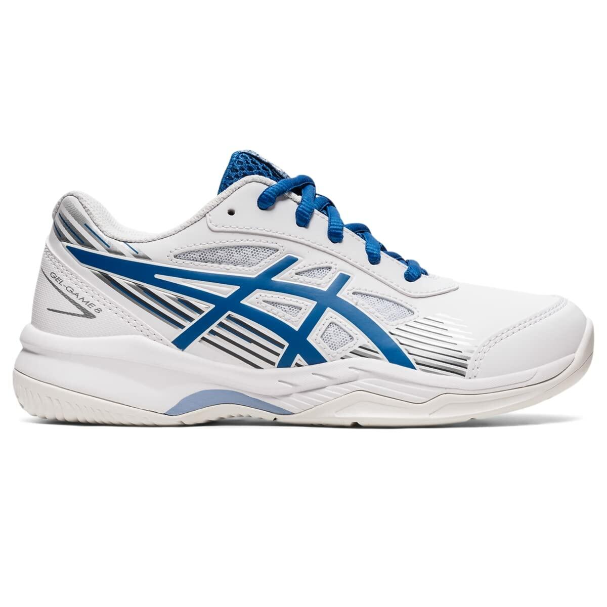 ASICS Boy's Gel-Game 8 GS (Little Kid/Big Kid) White/Lake Drive 2.5 Little Kid M