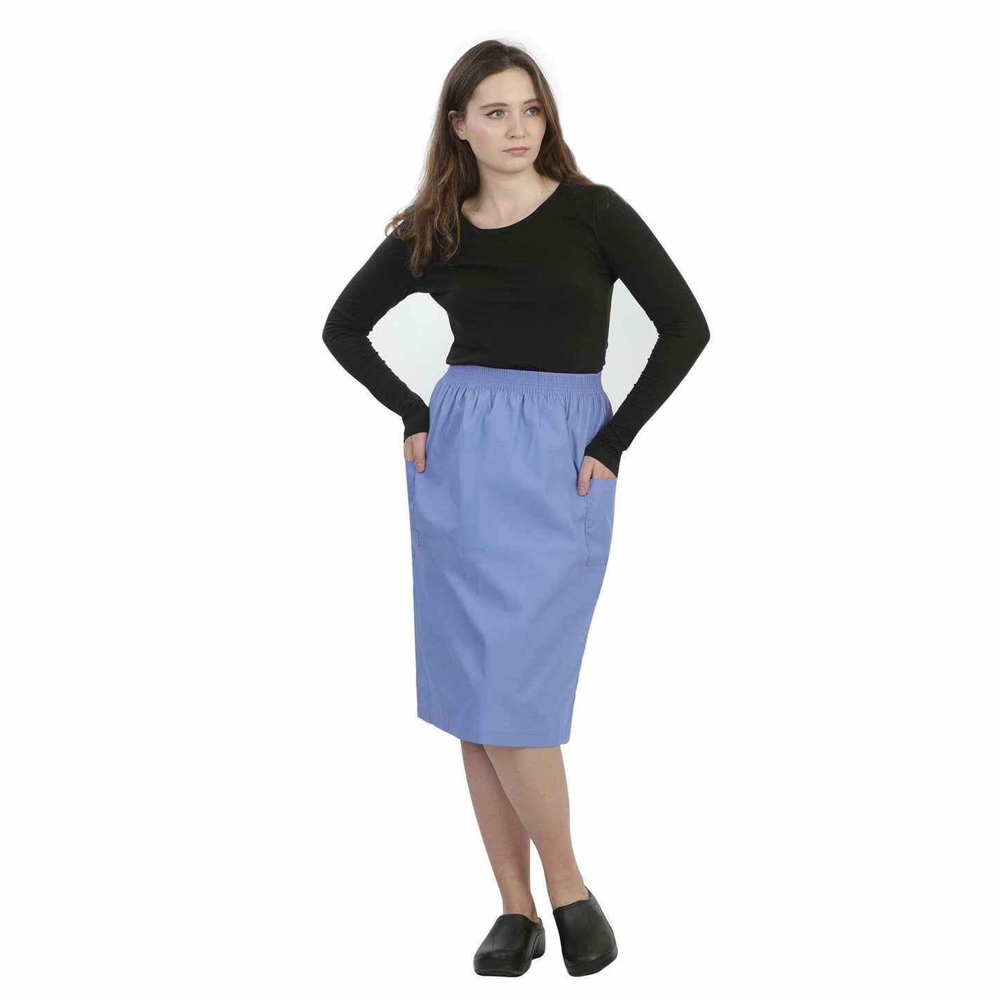 MAZEL UNIFORMS Womens A-LINE Scrub Skirt with Cargo Pockets and Elastic Waist Size X Large Ceil Blue