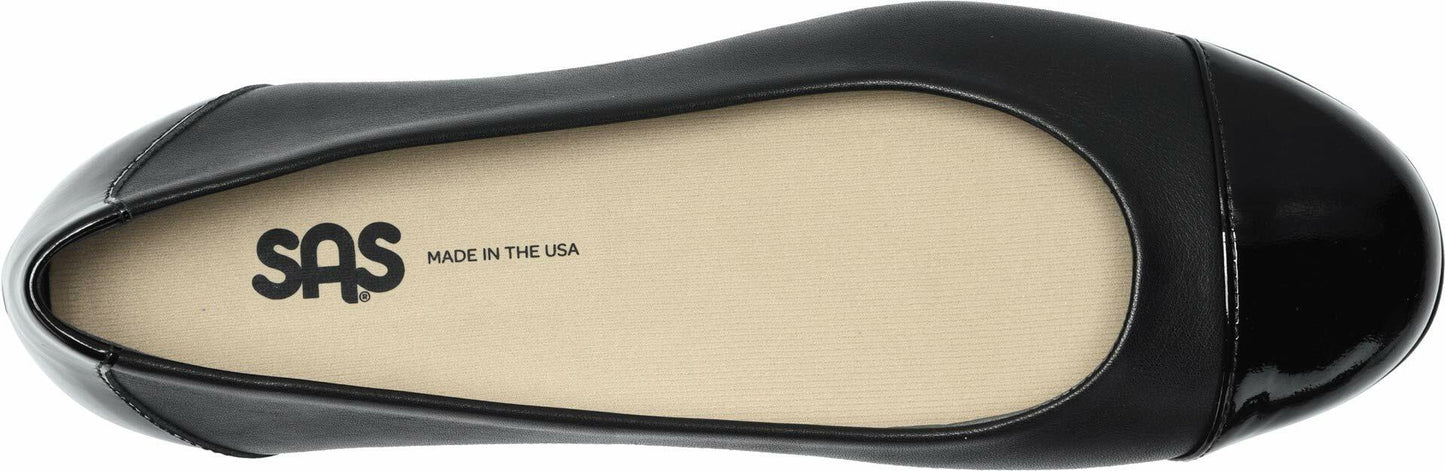 SAS Scenic Cap Toe Black/Black Patent 8.5 WW - Double Wide (D)