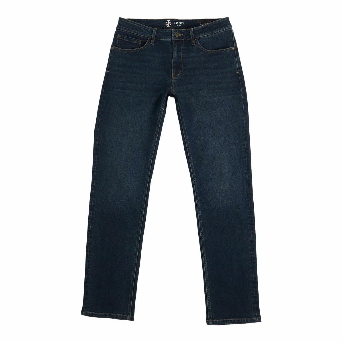 IZOD Men’s Straight Fit Classic 5-Pocket Style Jean (Dark Blue, 38W x 29L)