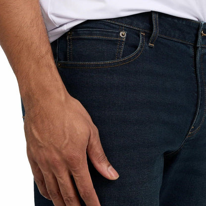IZOD Men’s Straight Fit Classic 5-Pocket Style Jean (Dark Blue, 38W x 29L)