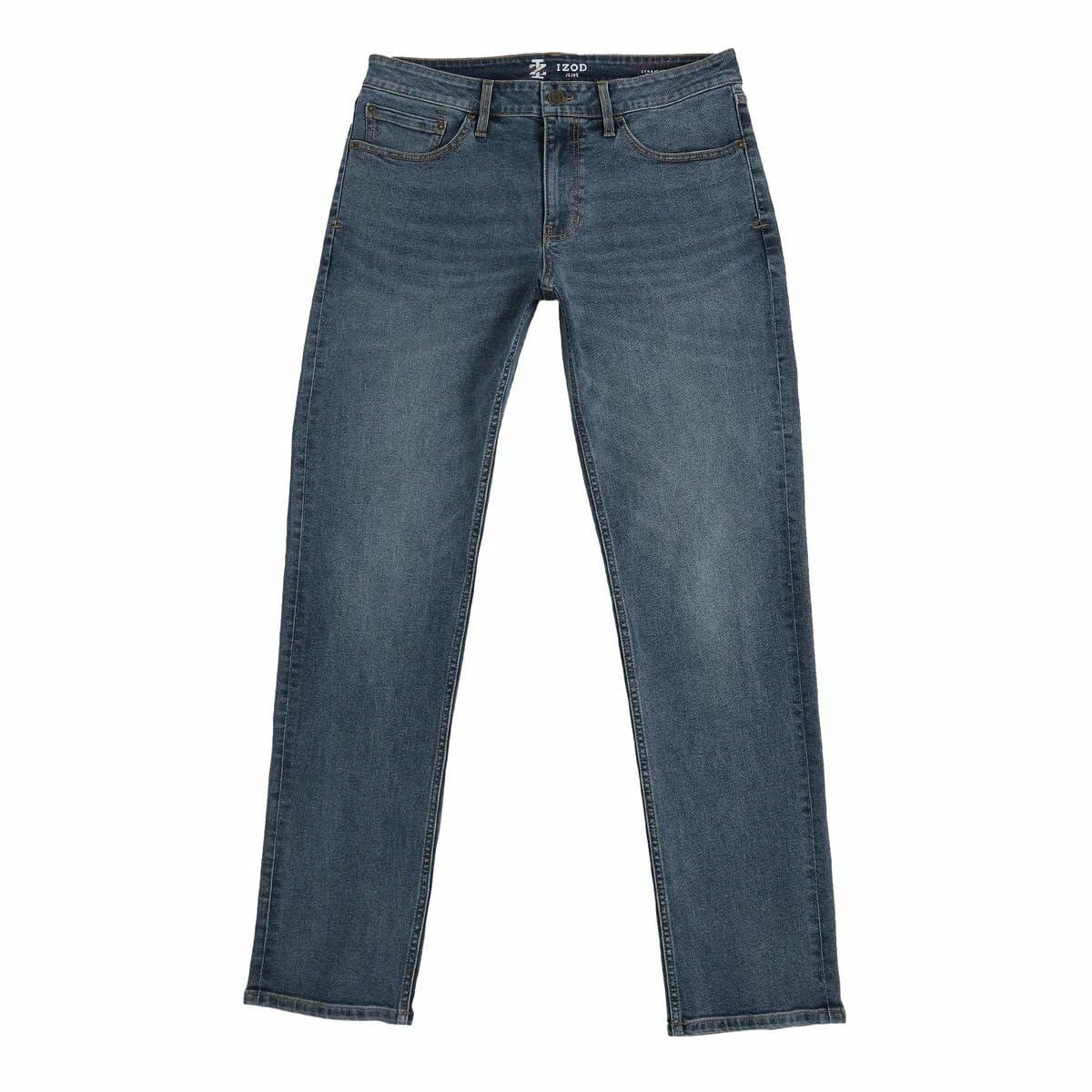 IZOD Men’s Straight Fit Classic 5-Pocket Style Jean (Blue, 40W x 32L)