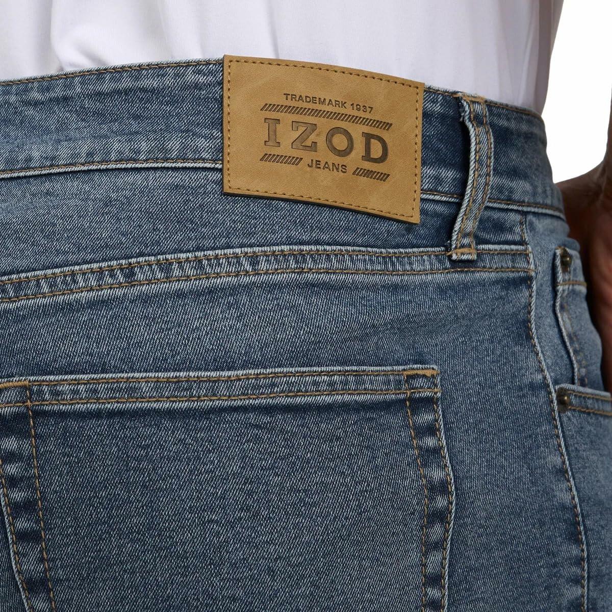 IZOD Men’s Straight Fit Classic 5-Pocket Style Jean (Blue, 40W x 32L)