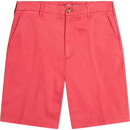 IZOD Men's Classic 9.5" Flat Front Chino Short, Saltwater Red PH162, 30 Regular