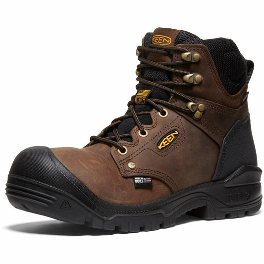KEEN Utility Men's Independence 6" Leather Waterproof Soft Toe Work Boots, Dark Earth/Black, 8.5 Wide