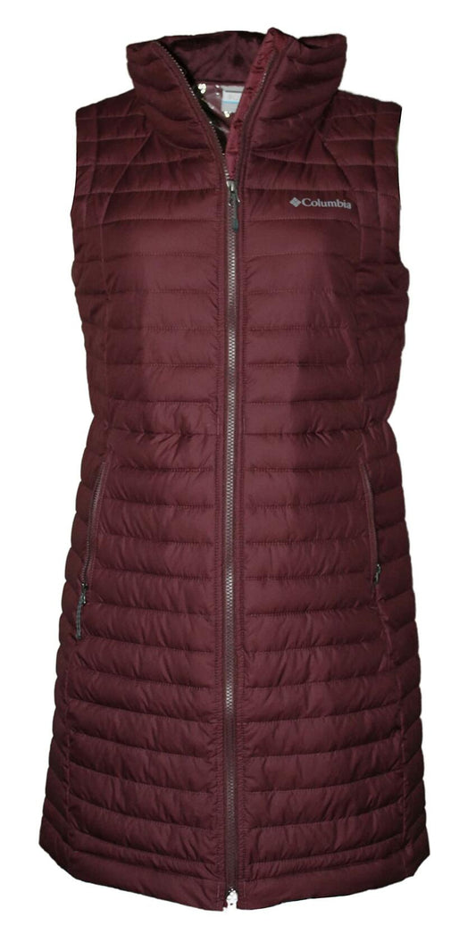 Columbia Women's White Out Long Puffer Omni Heat Full Zip Insulated Vest (Malbec 671, Medium)