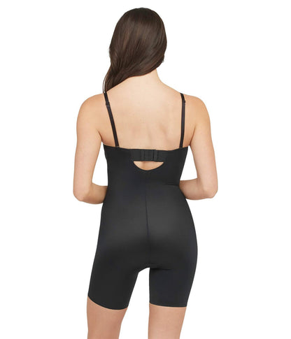 Red Hot by Spanx Flawless Finish Strapless Cupped Midthigh Bodysuit Very Black SM