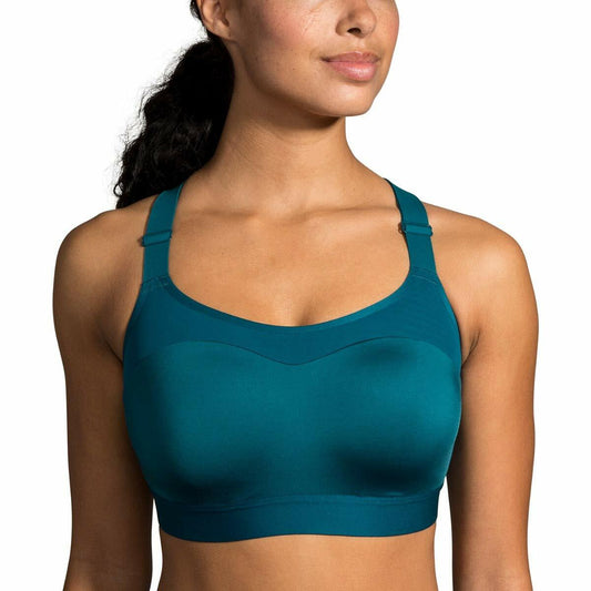 Brooks Dare Racerback Women’s Run Bra for High Impact Running, Workouts and Sports with Maximum Support - Deep Sea/Lime - 32E