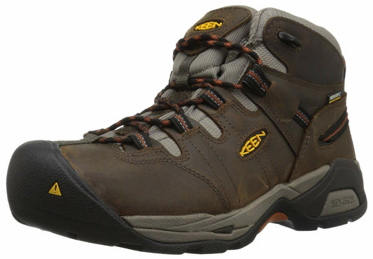 KEEN Utility Men's Detroit XT Mid Soft Toe Waterproof Work Boot, Black Olive/Leather Brown, 14 Medium US