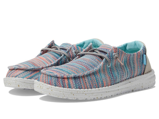 Hey Dude Wendy Stretch Loafers for Little and Big Kids with Low-Top Silhouette and Lace-Up Closure Peacock Pink 1 Little Kid M