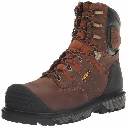 KEEN Utility Men's Camden 8” Composite Toe Waterproof Heavy Duty Work Boots, Leather Brown/Black, 9.5 Wide