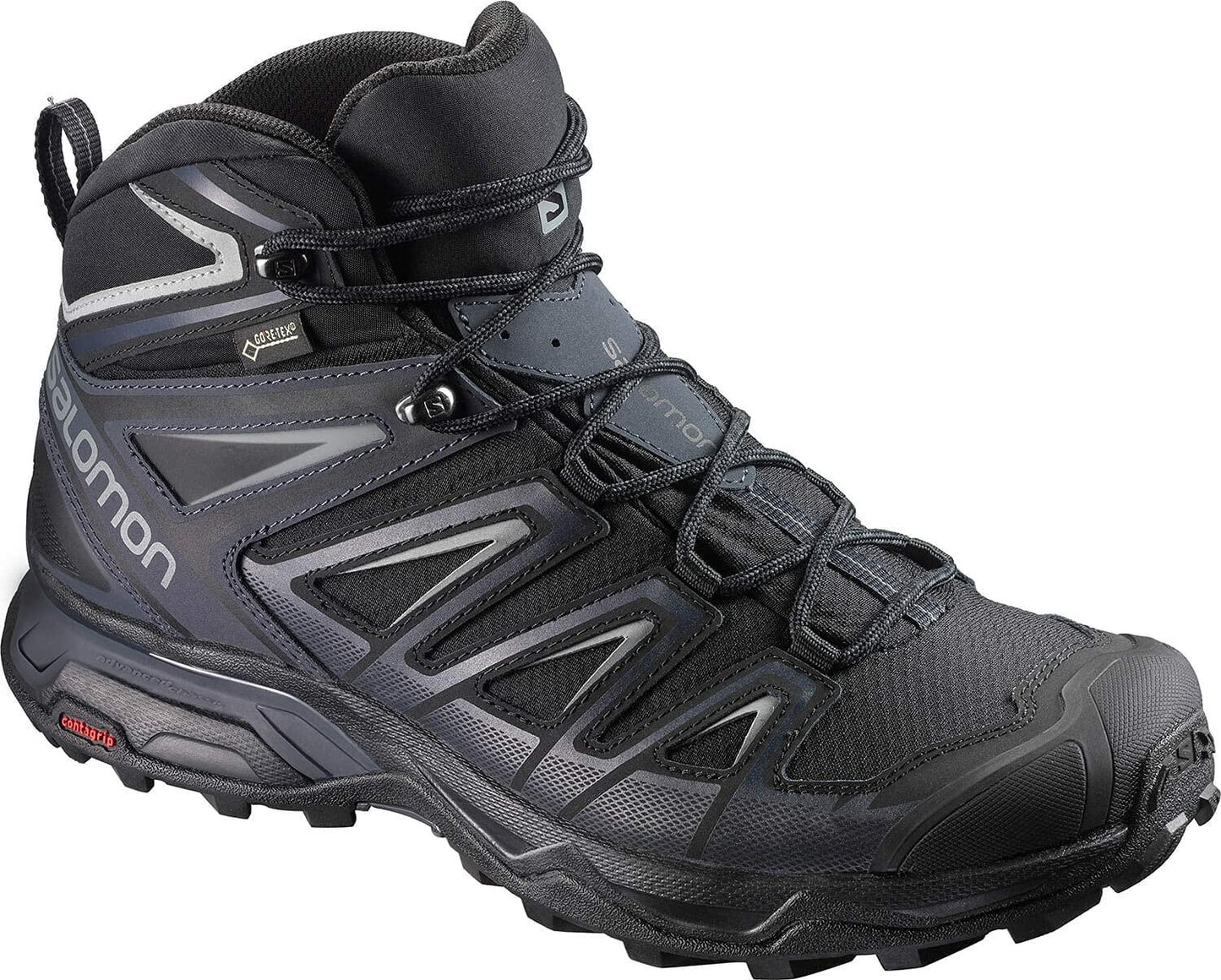 Salomon X Ultra 3 MID Gore-TEX Hiking Boots for Men, Black/India Ink/Monument, 7