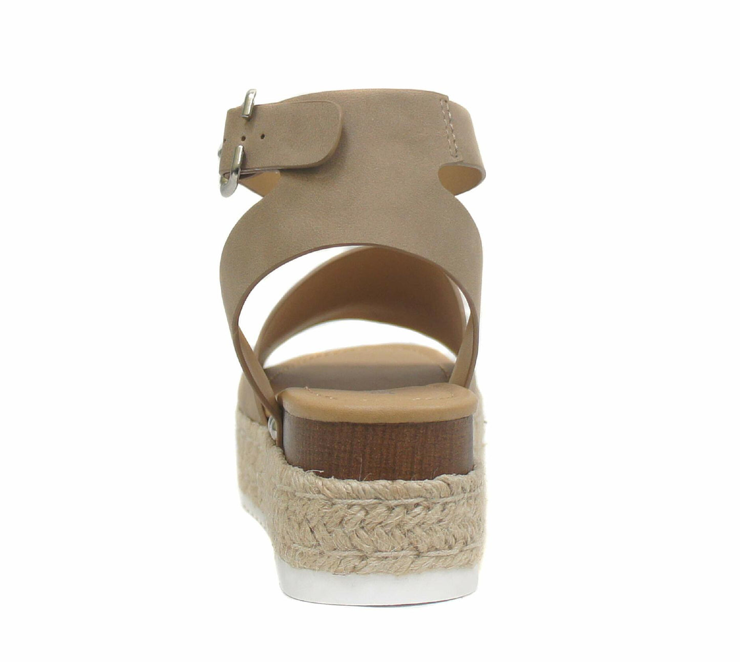 Soda Topic Open Toe Buckle Ankle Strap Espadrilles Flatform Wedge Casual Sandal (Dark Natural, us_footwear_size_system, adult, numeric, medium, 8.5)