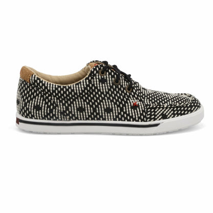 Twisted X Women's Hooey Loper, Moc Toe, Black & White, 11 M