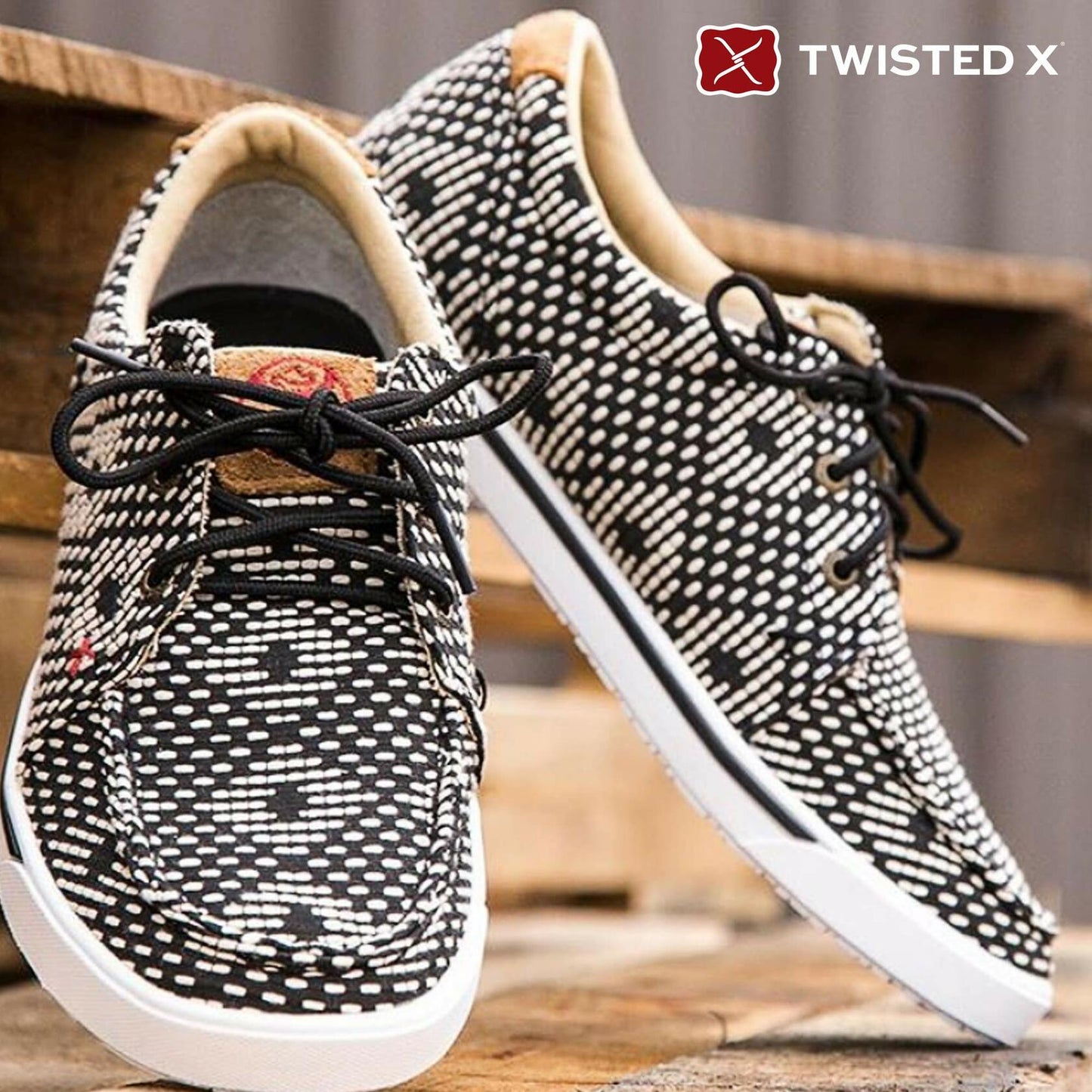 Twisted X Women's Hooey Loper, Moc Toe, Black & White, 11 M