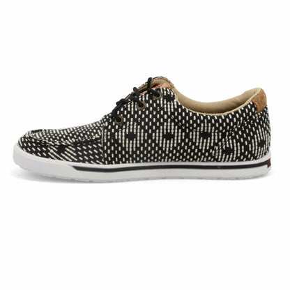 Twisted X Women's Hooey Loper, Moc Toe, Black & White, 11 M