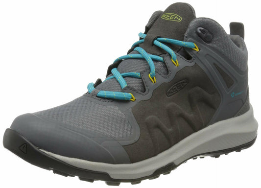 KEEN Women's High Rise Hiking Boots, Black Steel Grey Bright Turquoise 003, 8.5 UK