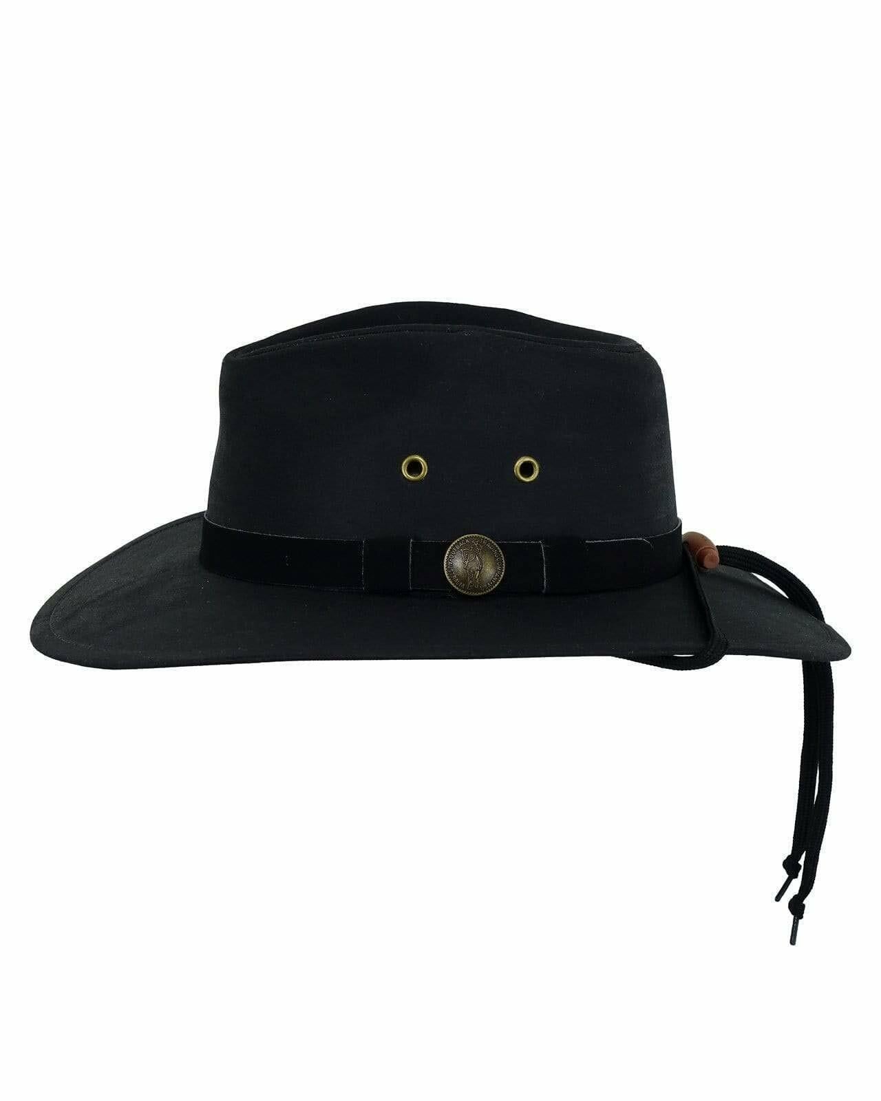 Outback Trading Company Unisex 1480 Kodiak UPF 50 Waterproof Breathable Outdoor Western Cotton Oilskin Hat, Black, X-Large