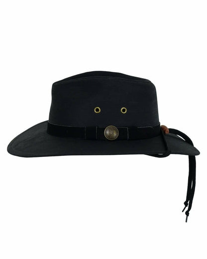 Outback Trading Company Unisex 1480 Kodiak UPF 50 Waterproof Breathable Outdoor Western Cotton Oilskin Hat, Black, X-Large