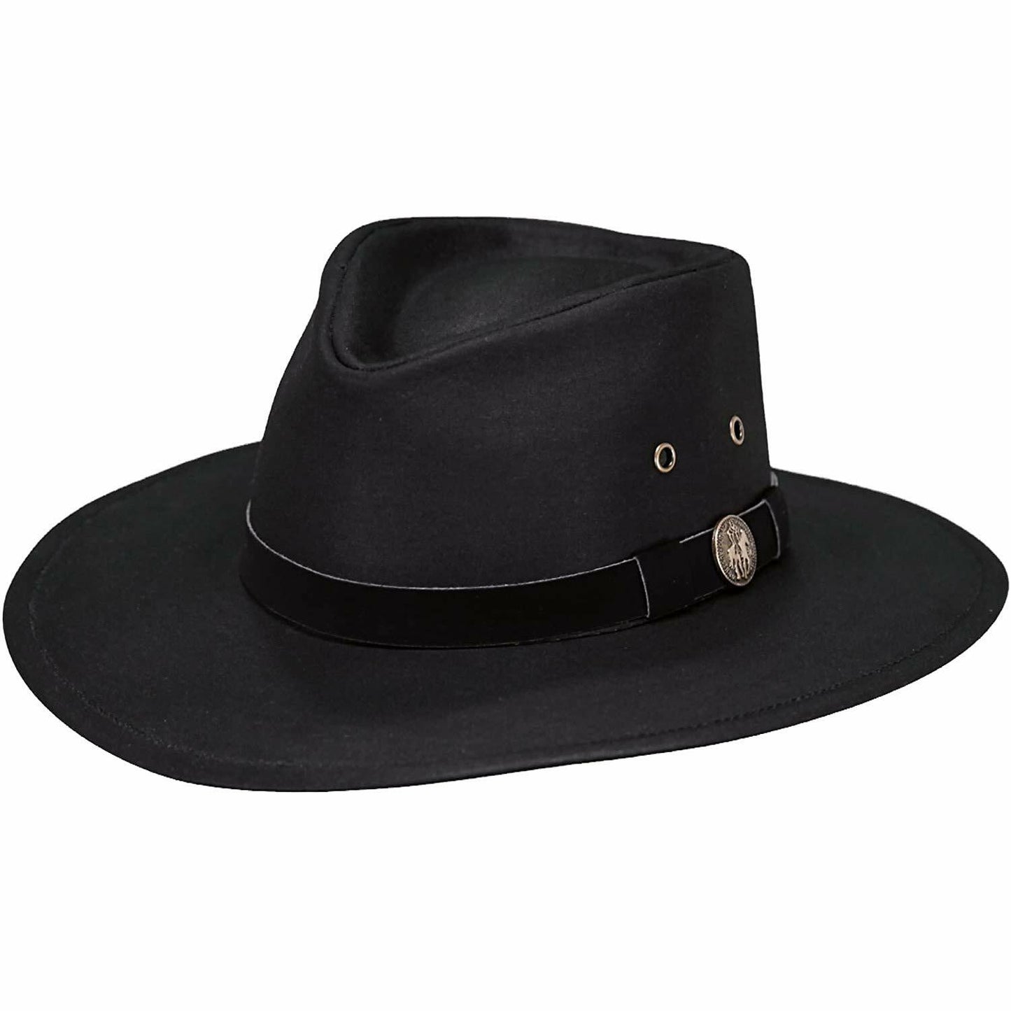 Outback Trading Company Unisex 1480 Kodiak UPF 50 Waterproof Breathable Outdoor Western Cotton Oilskin Hat, Black, X-Large