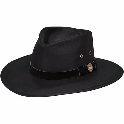 Outback Trading Company Unisex 1480 Kodiak UPF 50 Waterproof Breathable Outdoor Western Cotton Oilskin Hat, Black, X-Large
