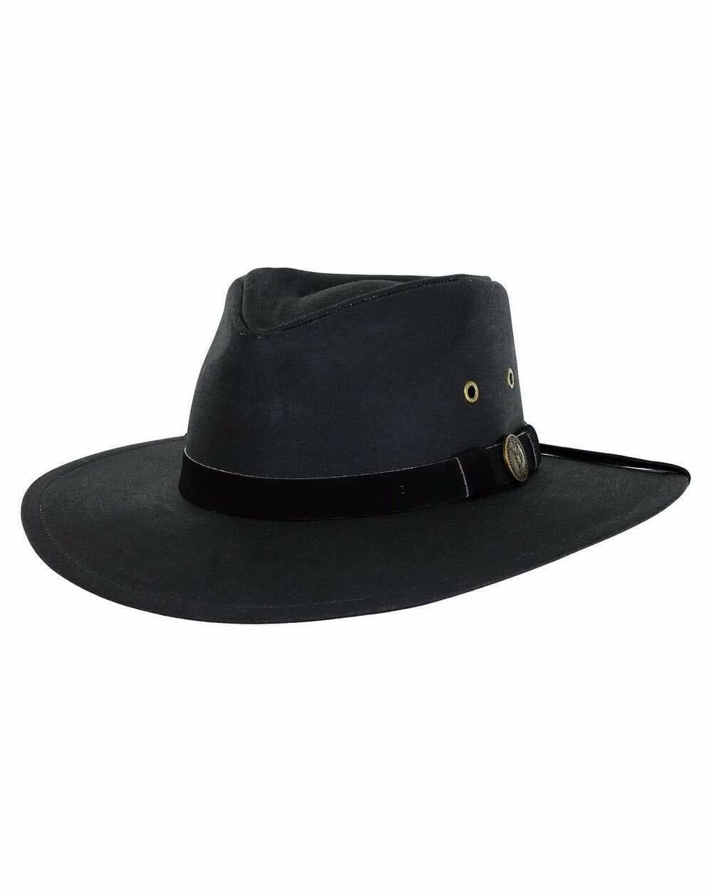 Outback Trading Company Unisex 1480 Kodiak UPF 50 Waterproof Breathable Outdoor Western Cotton Oilskin Hat, Black, X-Large