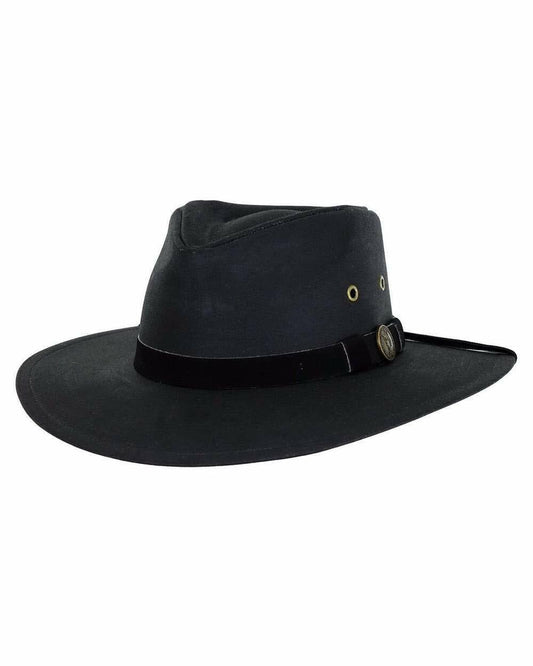 Outback Trading Company Unisex 1480 Kodiak UPF 50 Waterproof Breathable Outdoor Western Cotton Oilskin Hat, Black, X-Large