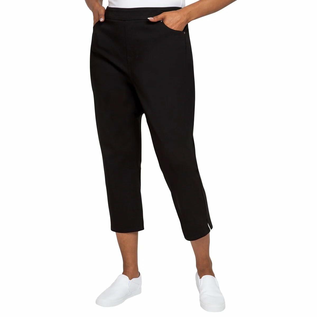 Mario Serrani Comfort Stretch Ladies' Pull-On Capri (US, Alpha, XX-Large, Regular, Regular, Black)