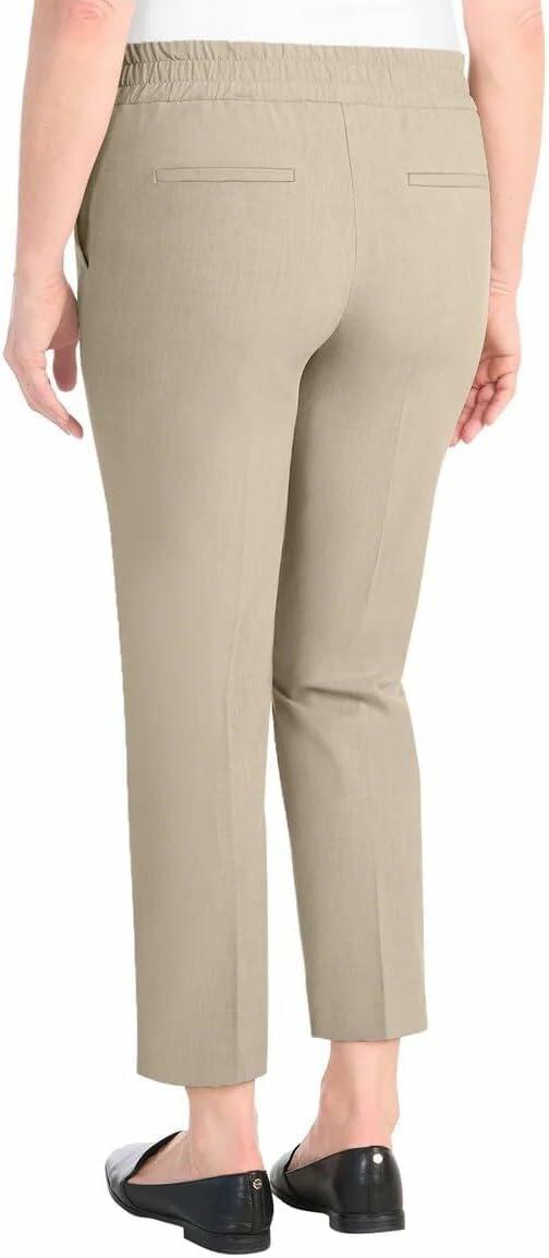 Hilary Radley Women's Pull-on Dress Pants, 4-Way Stretch, Elastic Waist, Front Pockets (US, Alpha, Medium, Regular, Regular, Heather Light Sand)