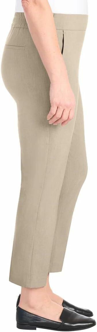 Hilary Radley Women's Pull-on Dress Pants, 4-Way Stretch, Elastic Waist, Front Pockets (US, Alpha, Large, Regular, Regular, Heather Light Sand)