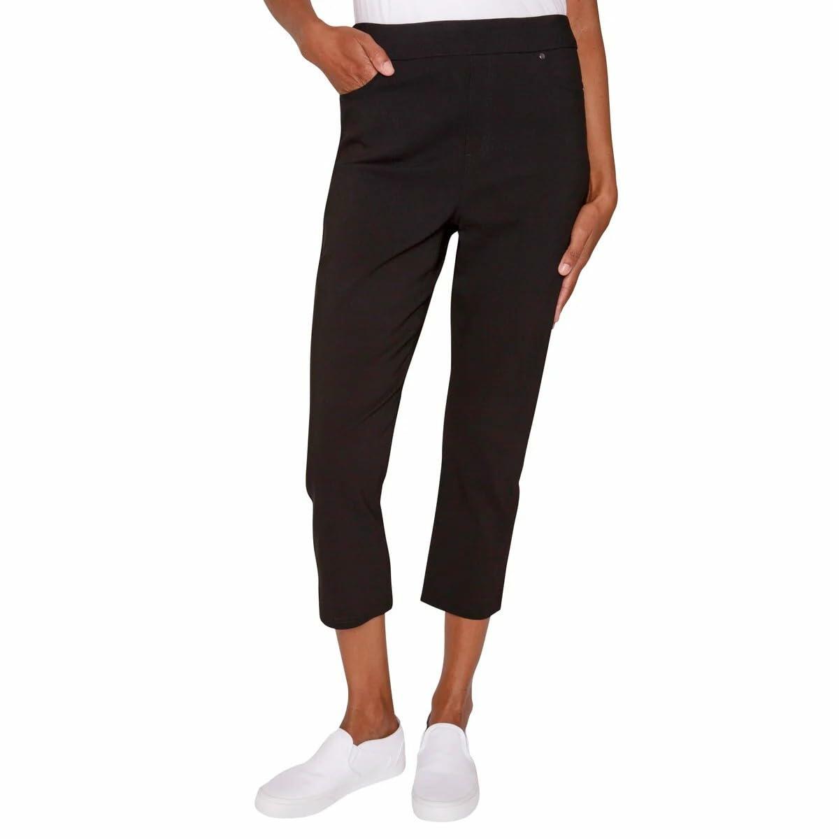Mario Serrani Comfort Stretch Ladies' Pull-On Capri (US, Alpha, Medium, Regular, Regular, Black)