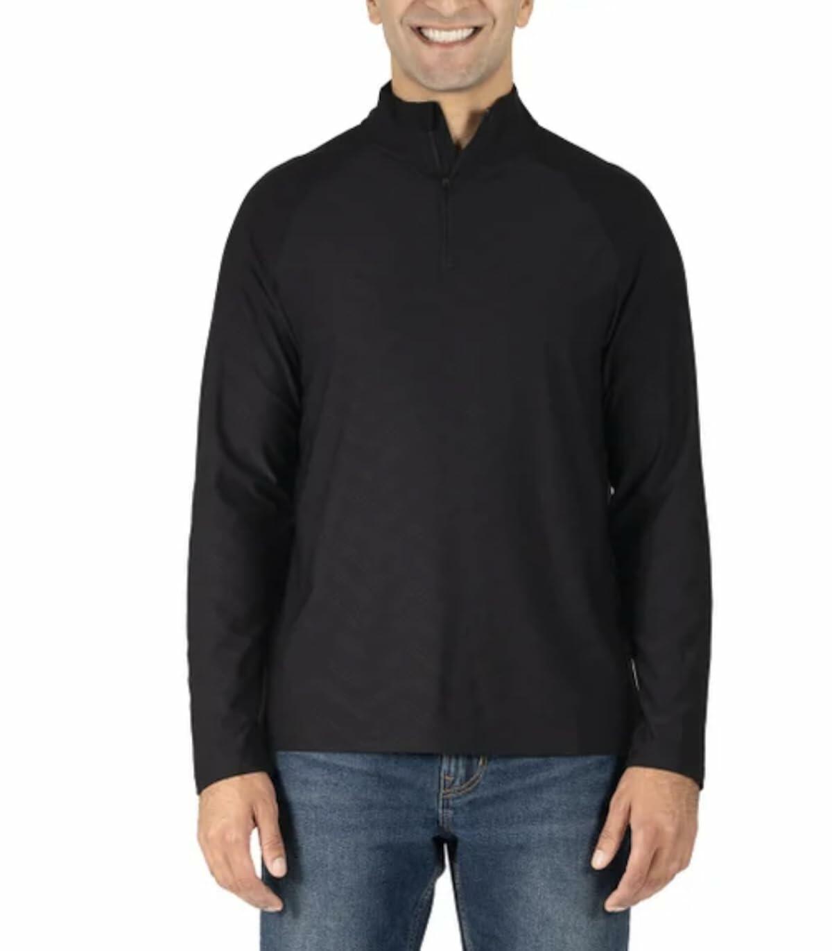 Gerry Men's Moisture Wicking Active Stretch Long Sleeve Quarter Zip Pullover (US, Alpha, X-Large, Regular, Regular, Black)