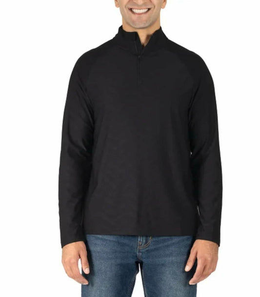 Gerry Men's Moisture Wicking Active Stretch Long Sleeve Quarter Zip Pullover (US, Alpha, X-Large, Regular, Regular, Black)