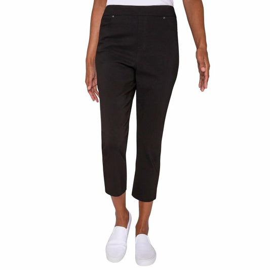 Mario Serrani Comfort Stretch Ladies' Pull-On Capri (US, Alpha, X-Large, Regular, Regular, Black)
