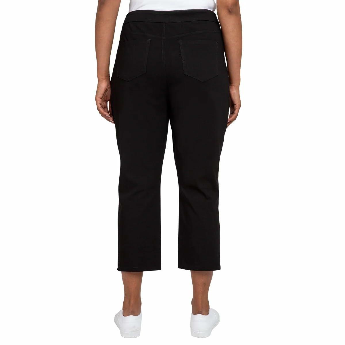 Mario Serrani Comfort Stretch Ladies' Pull-On Capri (US, Alpha, Large, Regular, Regular, Black)