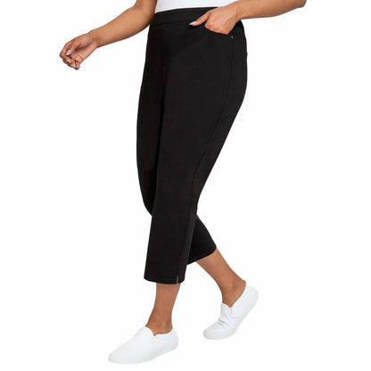 Mario Serrani Comfort Stretch Ladies' Pull-On Capri (US, Alpha, Large, Regular, Regular, Black)